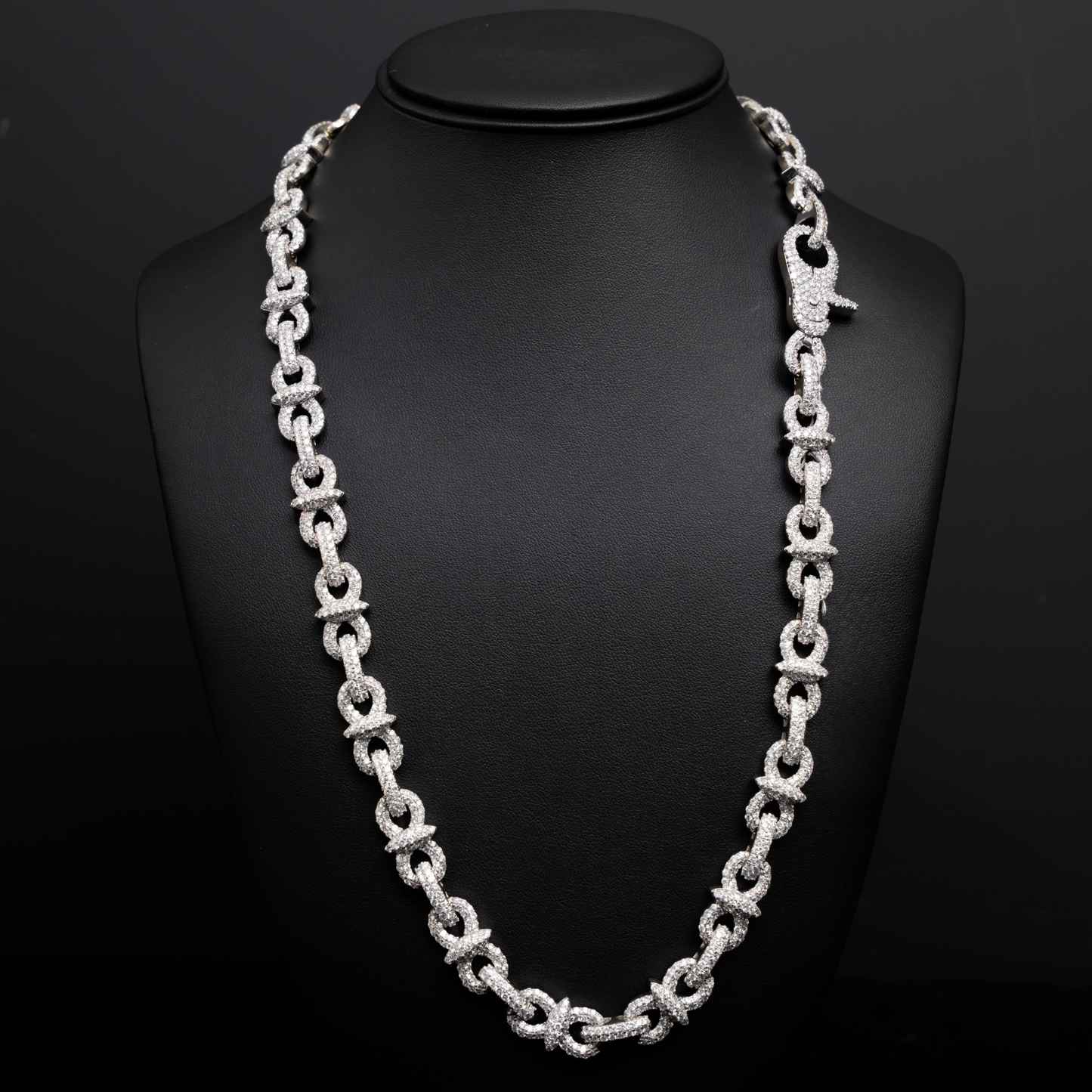 10k White Gold Infinity Link Iced Out Chain - Approx 170 grams - 39.5 cts - 26 inches