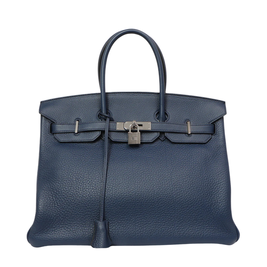 Hermes Birkin 35 Bleu Saphir Clemence Leather