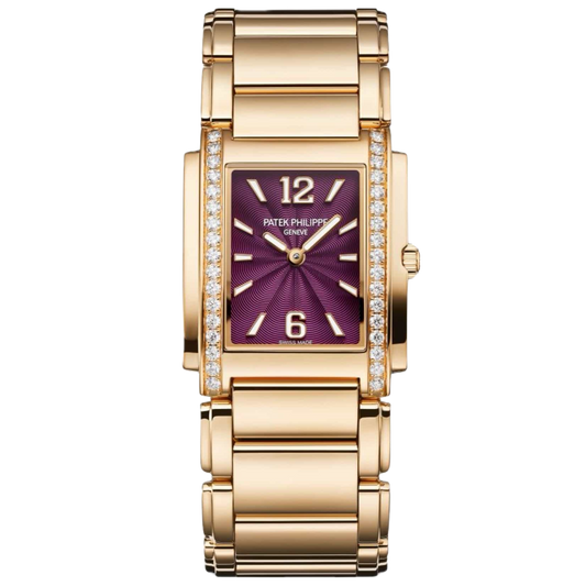 Patek Philippe Twenty-Four Ref. 4910/1201R Rose Gold Purple Dial Factory Gem Set Bezel