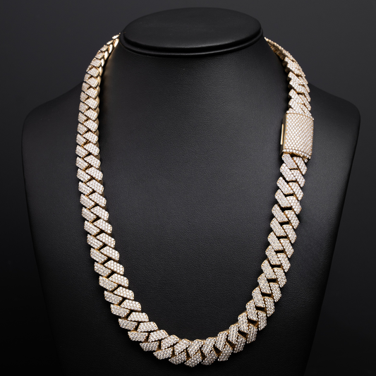 14KT Yellow Gold Cuban Chain ( 24 CTW ) ( G-H Color ) ( SI2 Clarity ) ( 356 Grams ) ( 23 Inch )