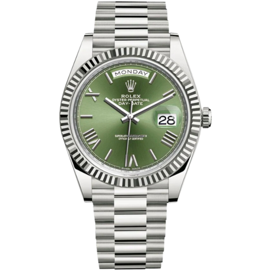 Rolex Day-Date Ref. 228239 40MM White Gold Olive Dial