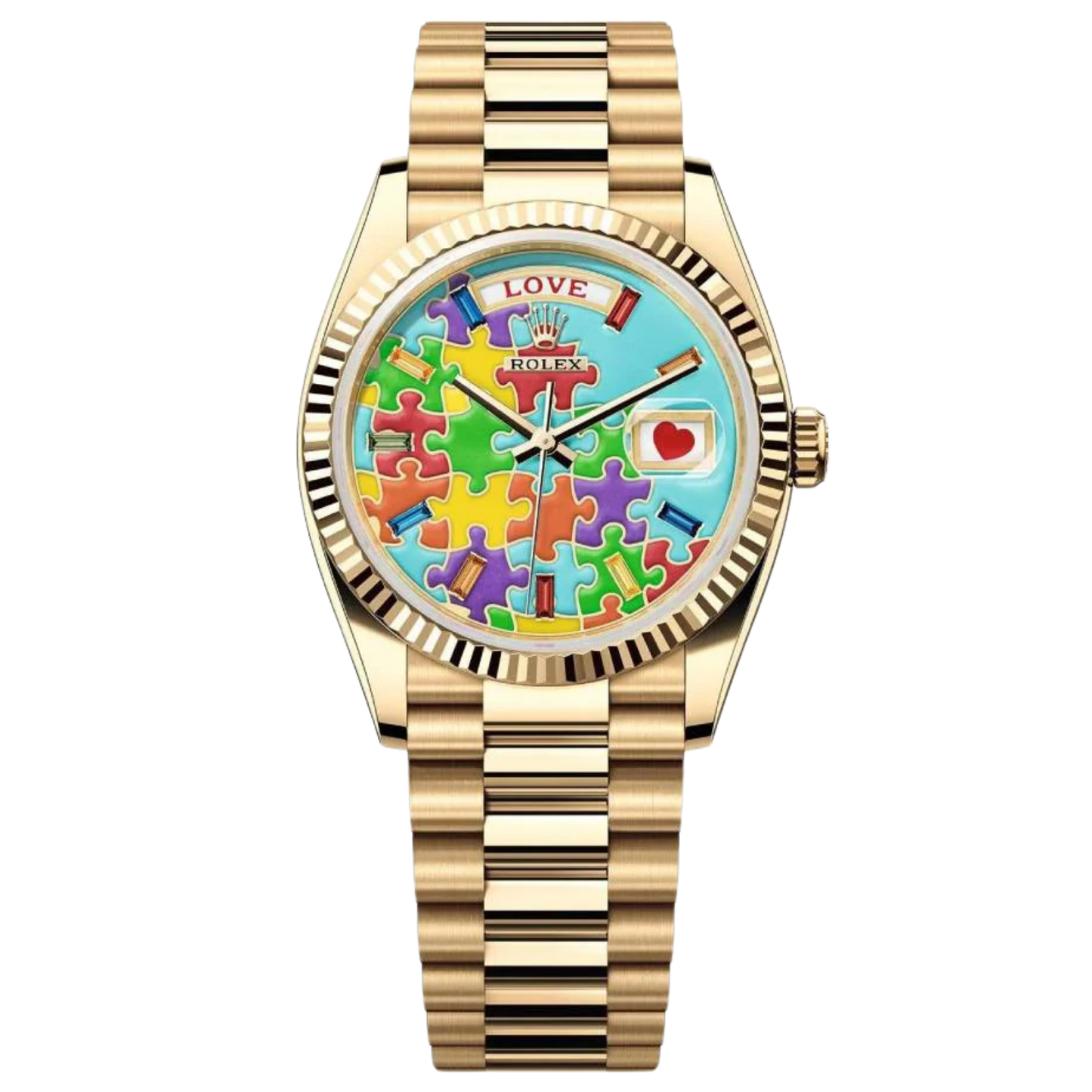 Rolex Day Date Puzzle Emoji Jigsaw Motif Dial Ref. 128238 36MM Yellow Gold