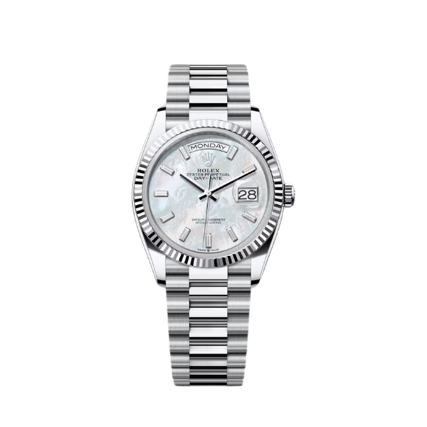 Rolex Day-Date Ref. 128236 36MM Platinum Case Mother of Pearl Dial 