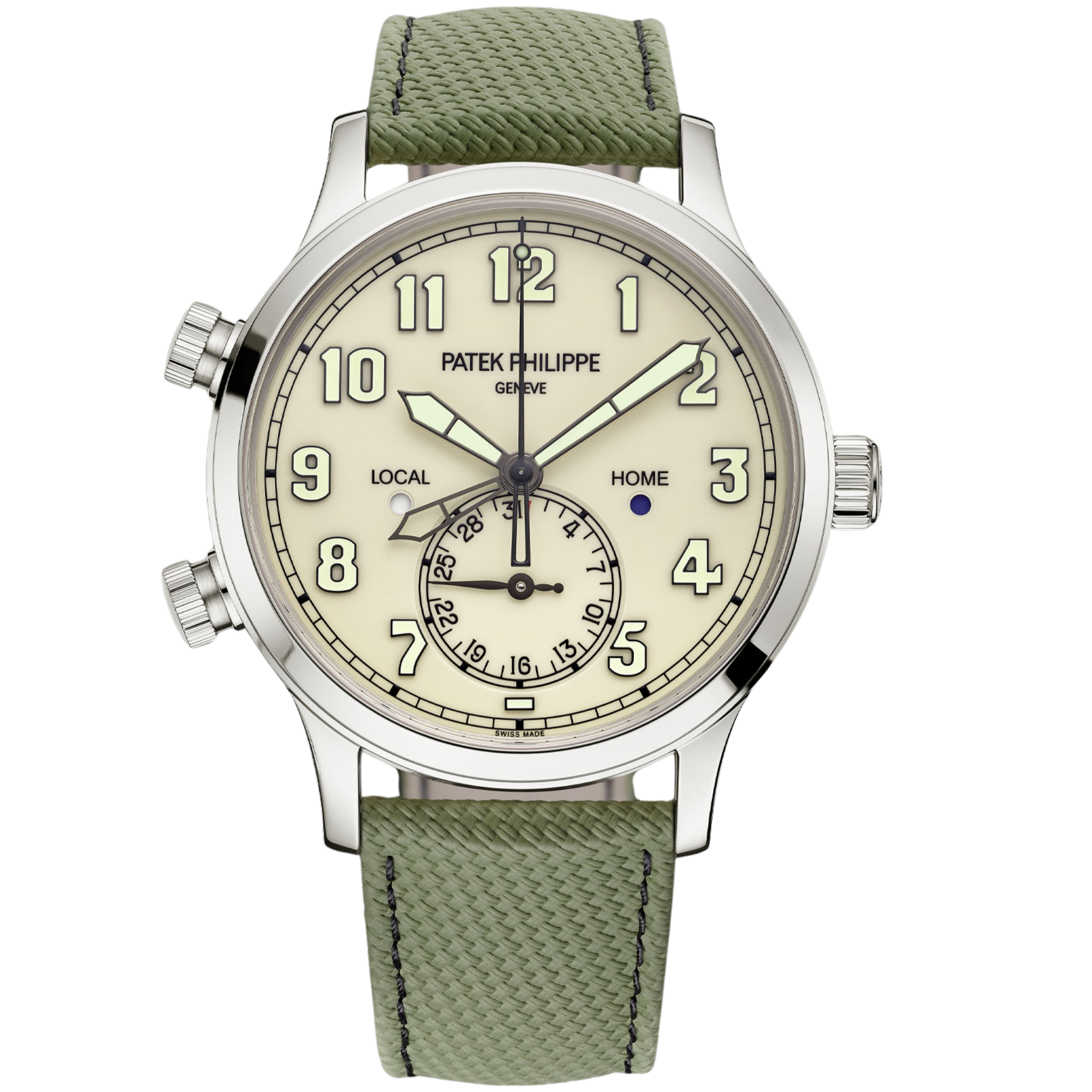 Patek Philippe Calatrava Ref. 5524G-010 42mm Pilot Travel Time White Gold Cream Dial