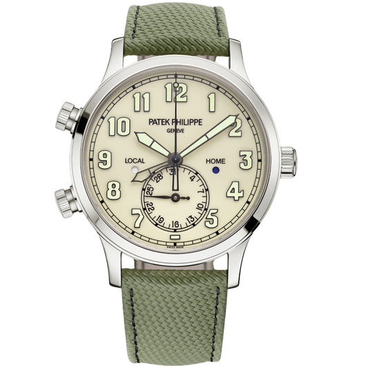 Patek Philippe Calatrava Ref. 5524G-010 42mm Pilot Travel Time White Gold Cream Dial
