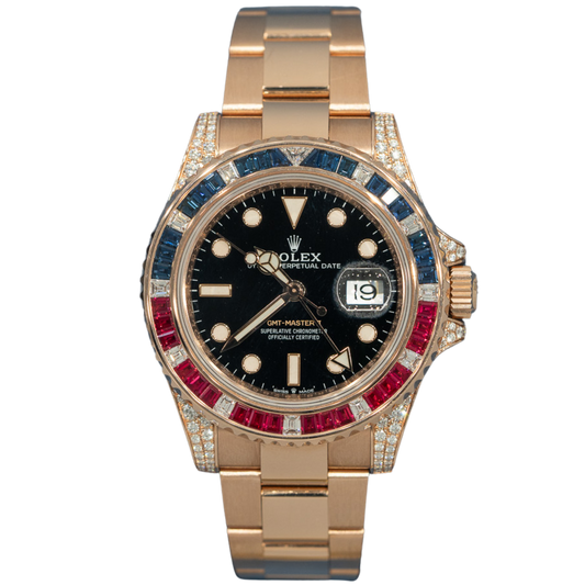 Rolex Ref. 126755SARU Black Dial Factory Set Diamonds Sapphires and Rubies
