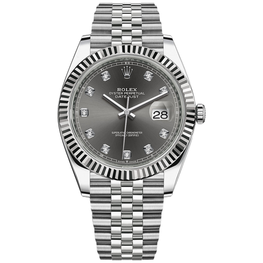 Rolex Datejust Ref. 126334G Stainless Steel Rhodium Diamond Dial Fluted Bezel/Jubilee Bracelet