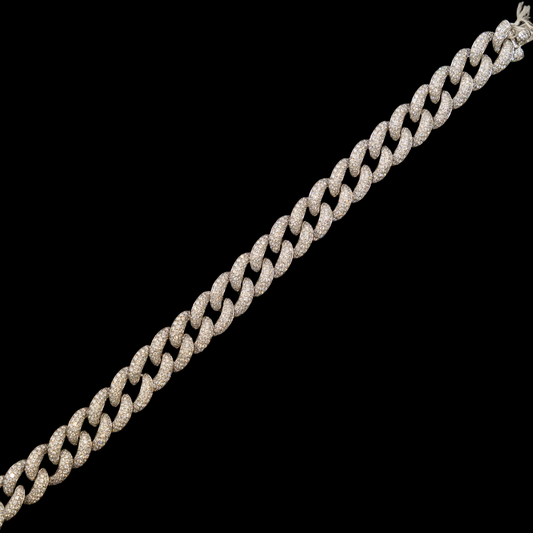 Cuban WG Iced Out Bracelet - 7.5"- 14KT WG - 13CTW- 28.5G