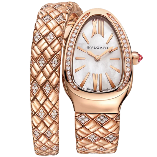 Bvlgari Ref. 103250 Serpenti Rose Gold White Dial Diamond Bezel (Size S)