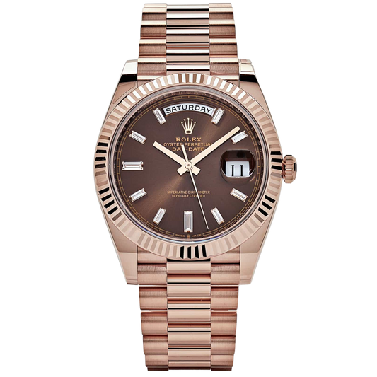 Rolex  Day-Date Ref. 228235A Rose Gold Chocolate Dial with Baguette Markers