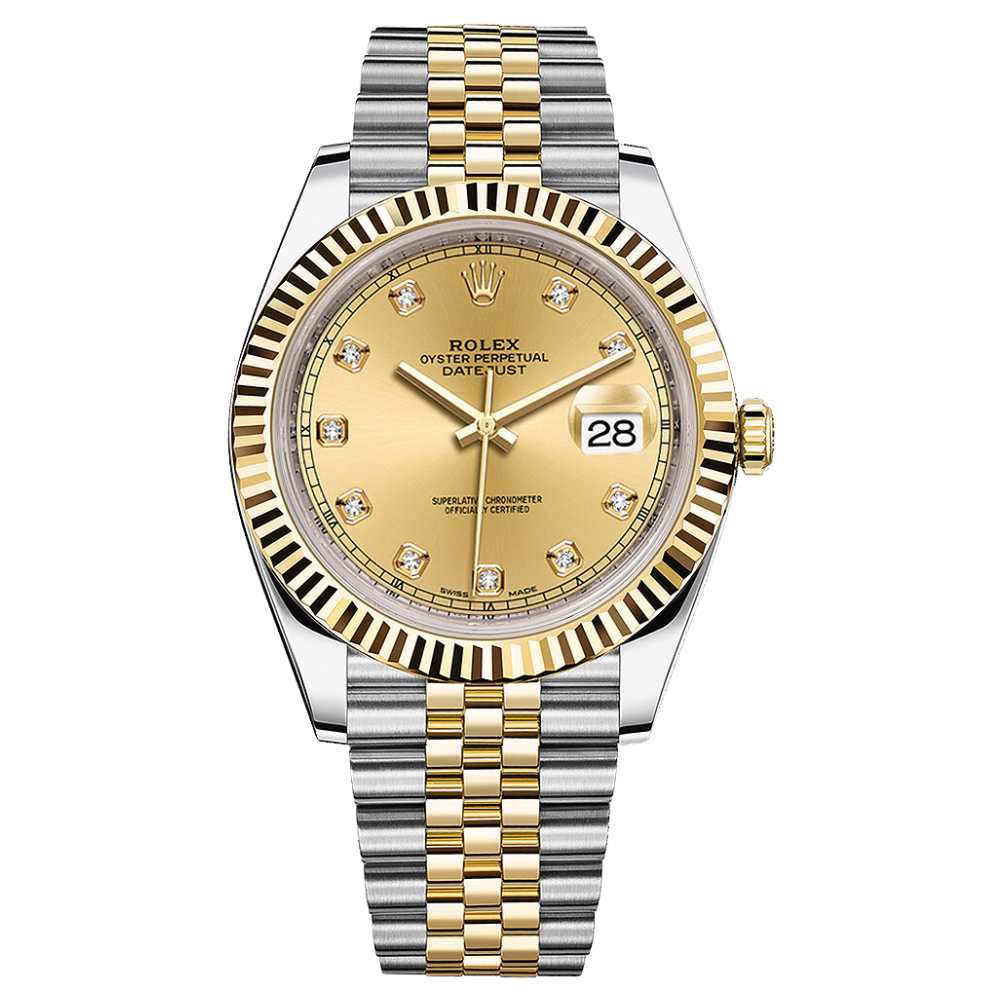 Rolex Datejust Ref. 126333G 41MM Two Tone YG/SS Champagne Dial with Diamond Markers on Jubilee