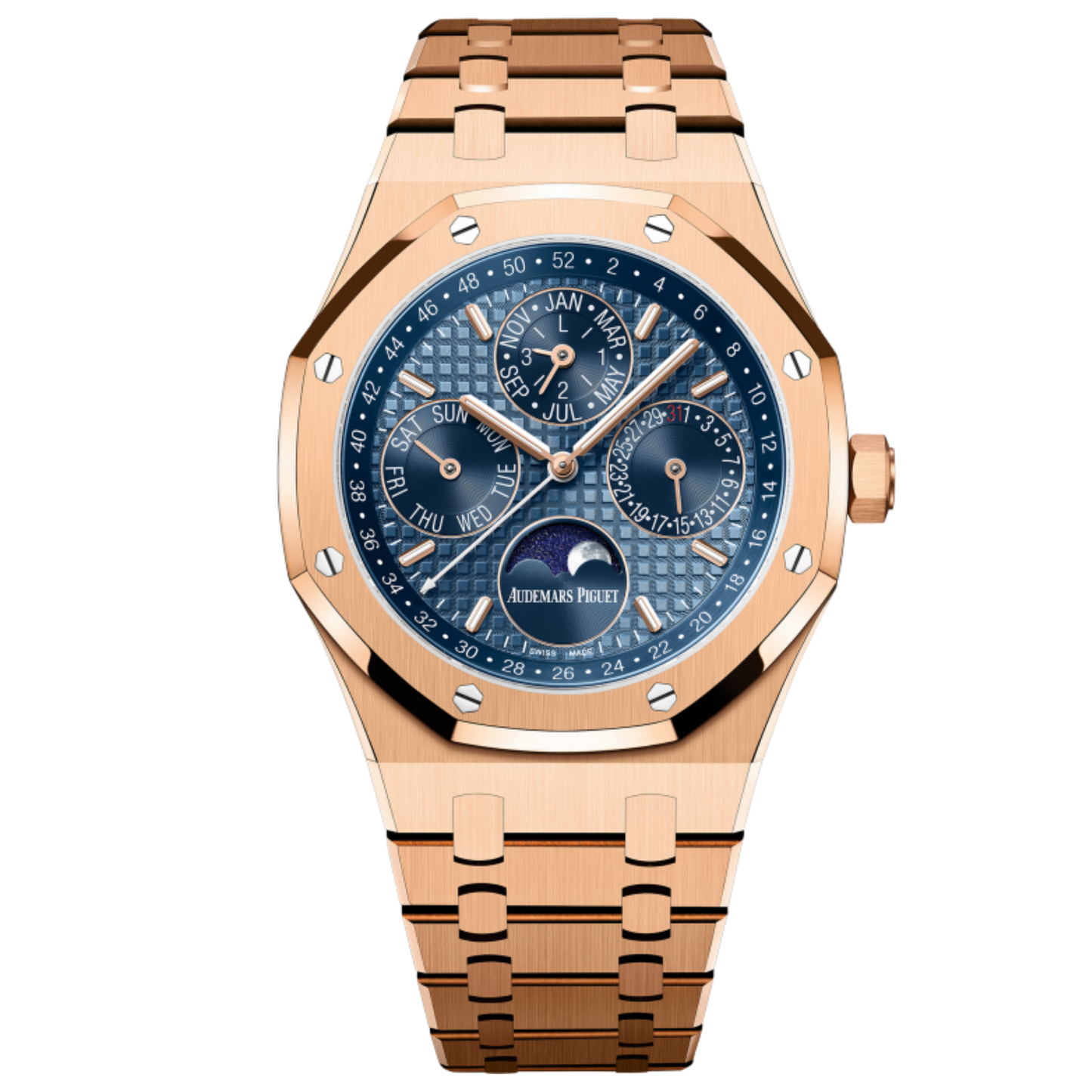Audemars Piguet Royal Oak Ref. 26574OR.OO.1220OR.03 41MM Rose Gold Perpetual Calendar Ice Blue Dia