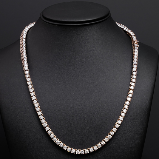 Tennis Chain - Rose Gold - 30 Pointers * 118 Stones:35.5CTW - 14KT - 77 Grams - Color I/F- Clarity VS1/SI1 (1,416 Stones on the side throughout the chain *0.005:7.5CTW ) 21 Inches