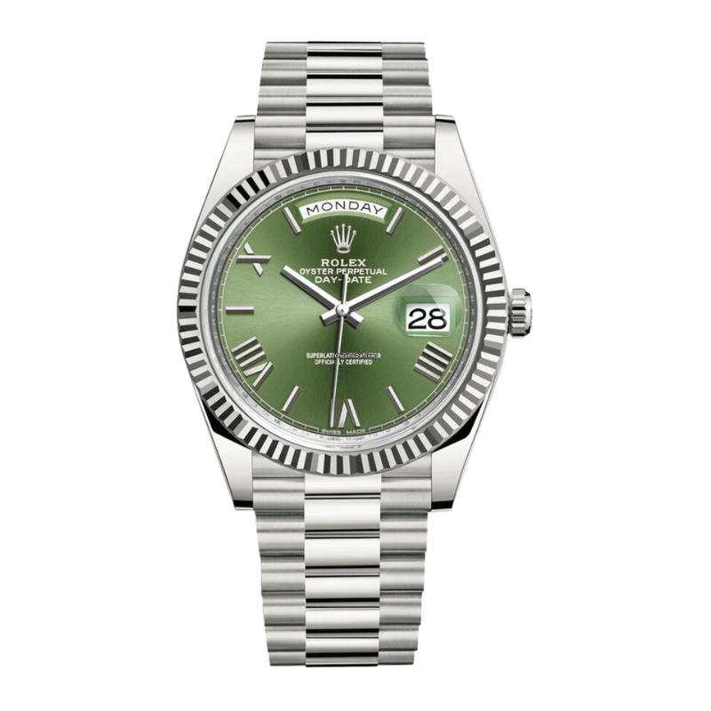Rolex Day-Date Ref. 228239 40MM White Gold Olive Dial