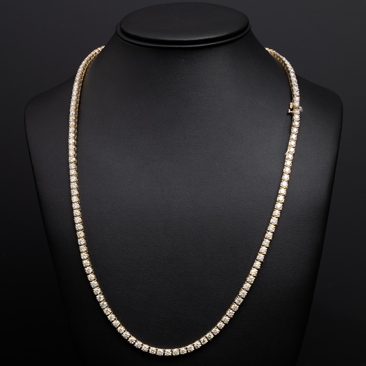 Tennis Chain - Yellow Gold - 14KT - 28.8 CTS - 24 Inches - 20 Pointer - 55.1G TW - 141 Stones