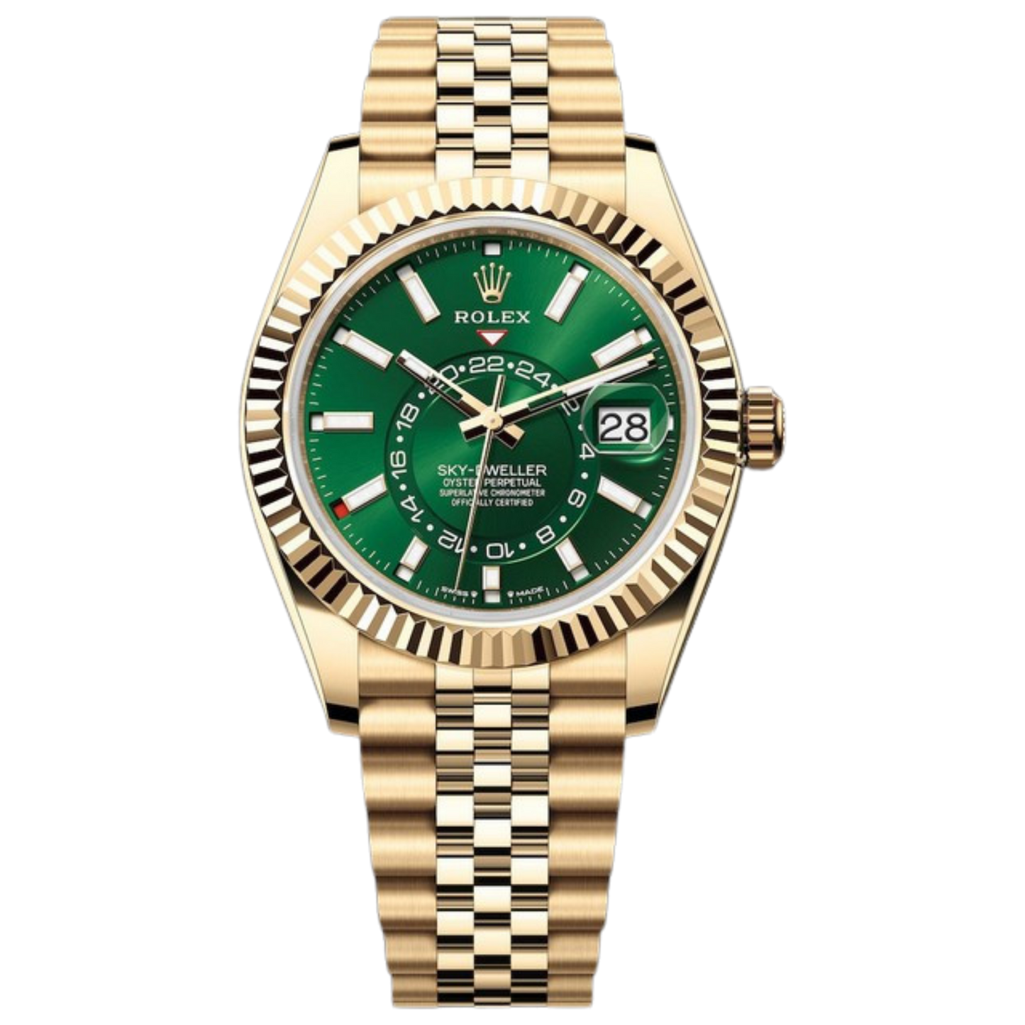 Rolex SkyDweller 336938 42mm Yellow Gold Jubilee Green Dial