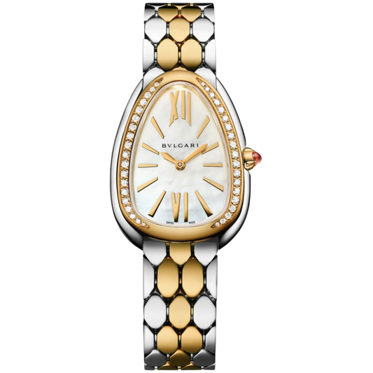 Bvlgari Ref. 103958 Serpenti Two Tone Yellow Gold/Stainless Steel White Dial Factory Diamond Bezel Seduttori