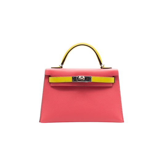 Hermes Birkin K20 Mini Kelly Special Order Rose Azalea/Lime Epsom Leather PHW