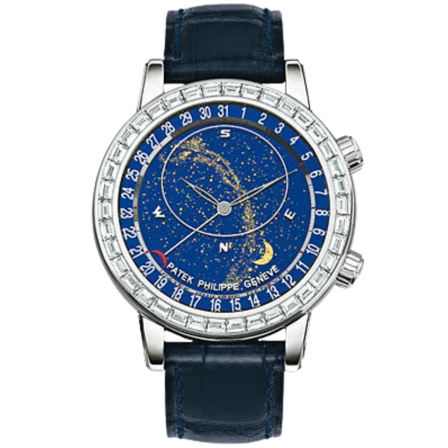 Patek Philippe Ref. 6104G-001 White Gold Celestial Calendar Factory Baguette Bezel⁠