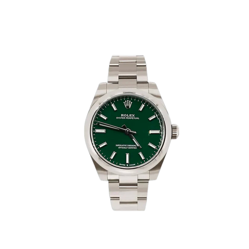 277200 Oyster Perpetual Green Dial 2022 Preowned Complete with Box and Papers