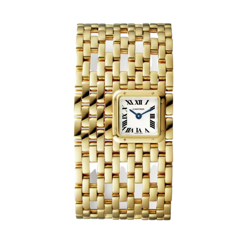 PANTHERE DE CARTIER CUFF 22 MM YELLOW GOLD WITH SILVER DIAL