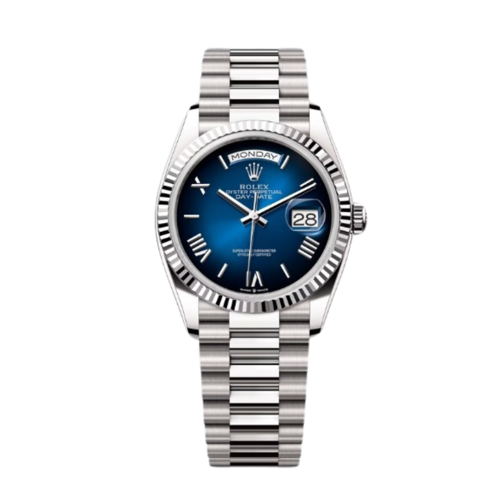 Rolex Day-Date Ref. 128239 36MM White Gold Case Ombré Blue Dial