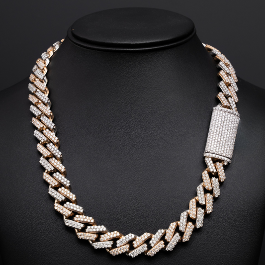Cuban Link Chain Two Tone (White/Rose Gold) Bussdown-1297 Dia's - 25.94CTW-252G