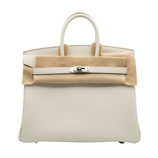 Hermes Birkin B25 0T Mushroom PHW TOGO Leather B Stamp Unworn Complete