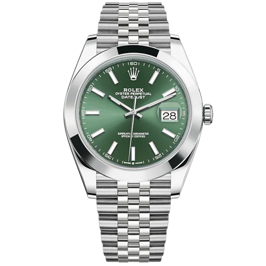 Rolex Datejust Ref. 126300 41MM Stainless Steel on Jubilee Mint Green Dial Smooth Bezel