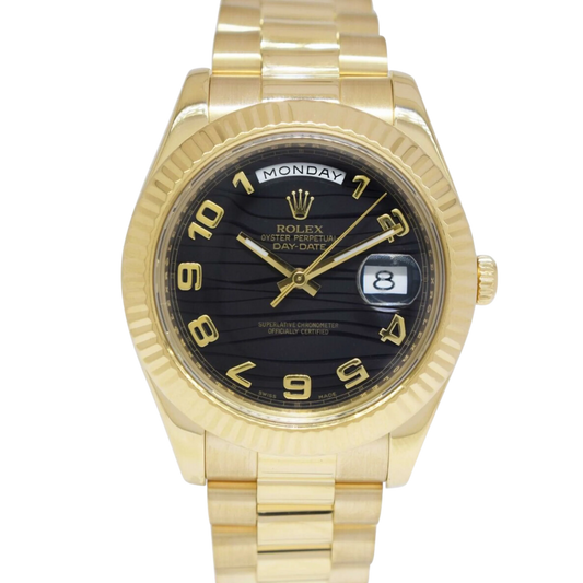 Rolex Day Date II Ref. 218238 41MM Yellow Gold Gold Black Wave Dial