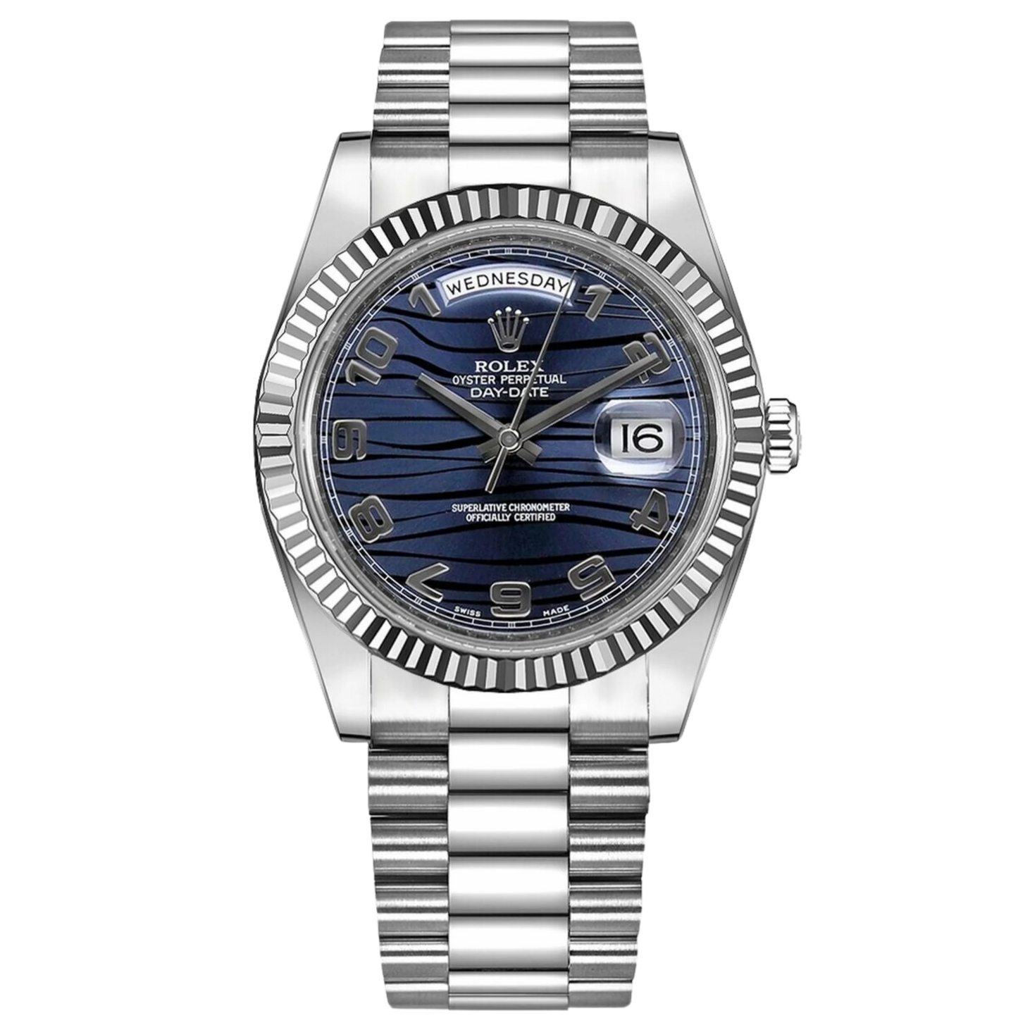 Rolex Day Date II Ref. 218239 41MM White Gold Blue Wave Dial