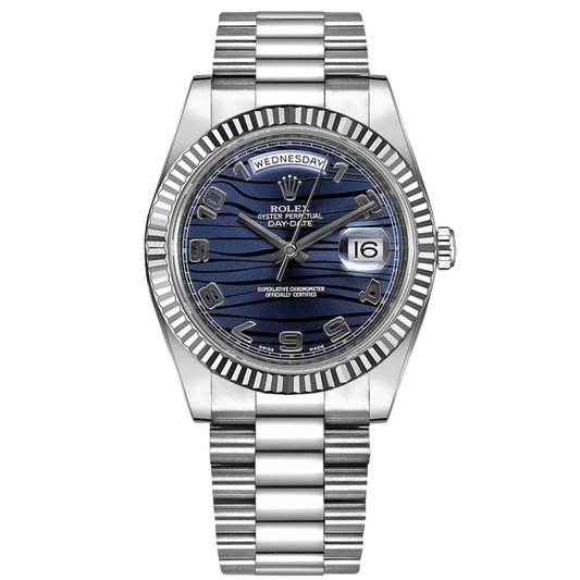 Rolex Day Date II Ref. 218239 41MM White Gold Blue Wave Dial