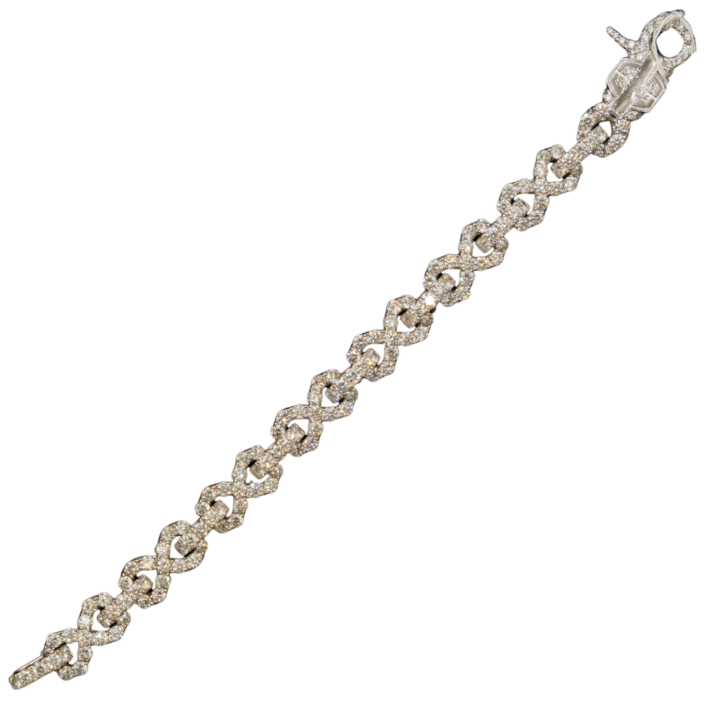 10K White Gold Infinity Link Diamond Bracelet - 81.7G - 21 TCW - 15 Pointer Stone - 8.5 Inches