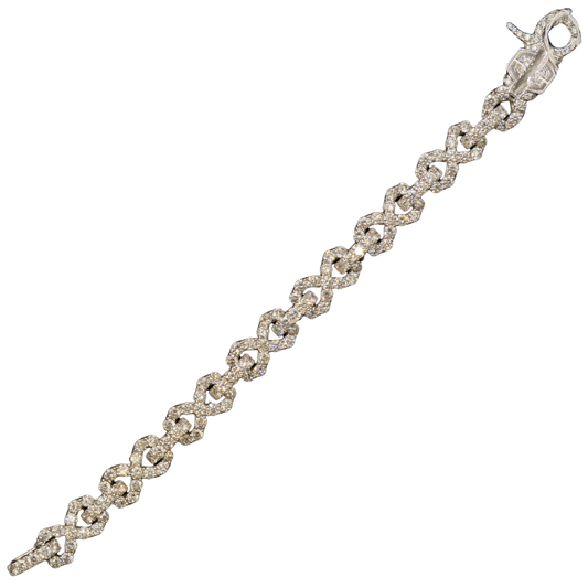 10K White Gold Infinity Link Diamond Bracelet - 81.7G - 21 TCW - 15 Pointer Stone - 8.5 Inches