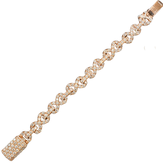 14k Rose Gold Infinity Link Bracelet - 10 pointer stones - 107.4 grams - 15 cts - 8.25 inches