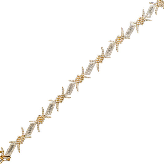 10k 2-tone Yellow & White Gold "Thorn" Bracelet - 8.25 inches - 14mm - 33.2 grams - 7.47 cts