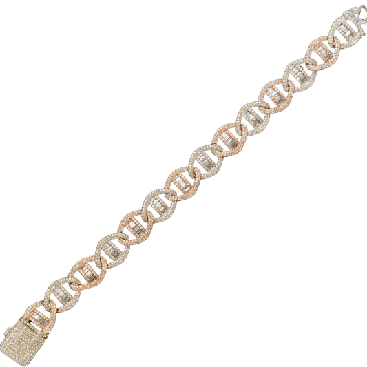 10k 2-tone Rose & White Gold "Anchor link" Bracelet - 8 inches - 13mm - 49.3 grams - 6.99 cts