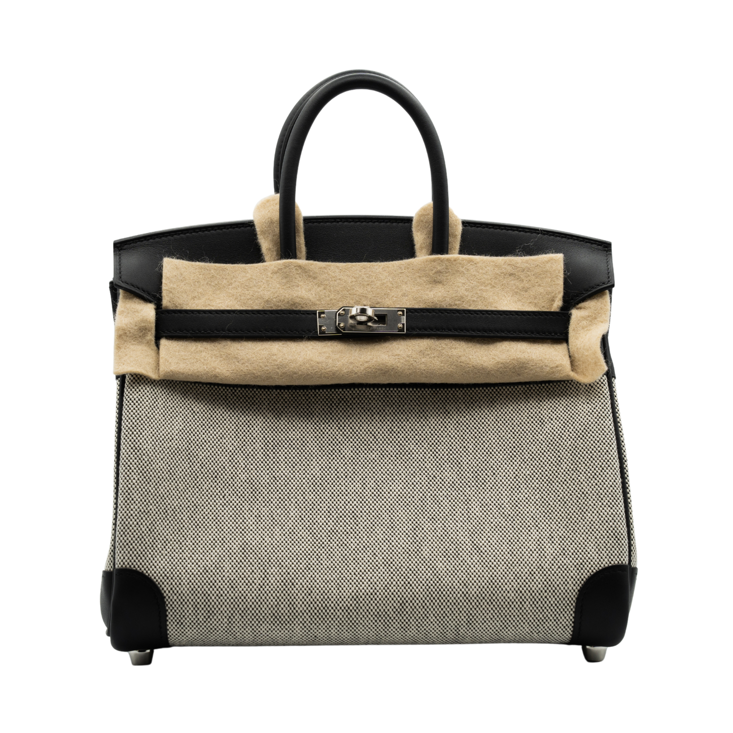 Hermes Birkin B25 HAUT A Courroies Toile Criss/Veau Evergrain