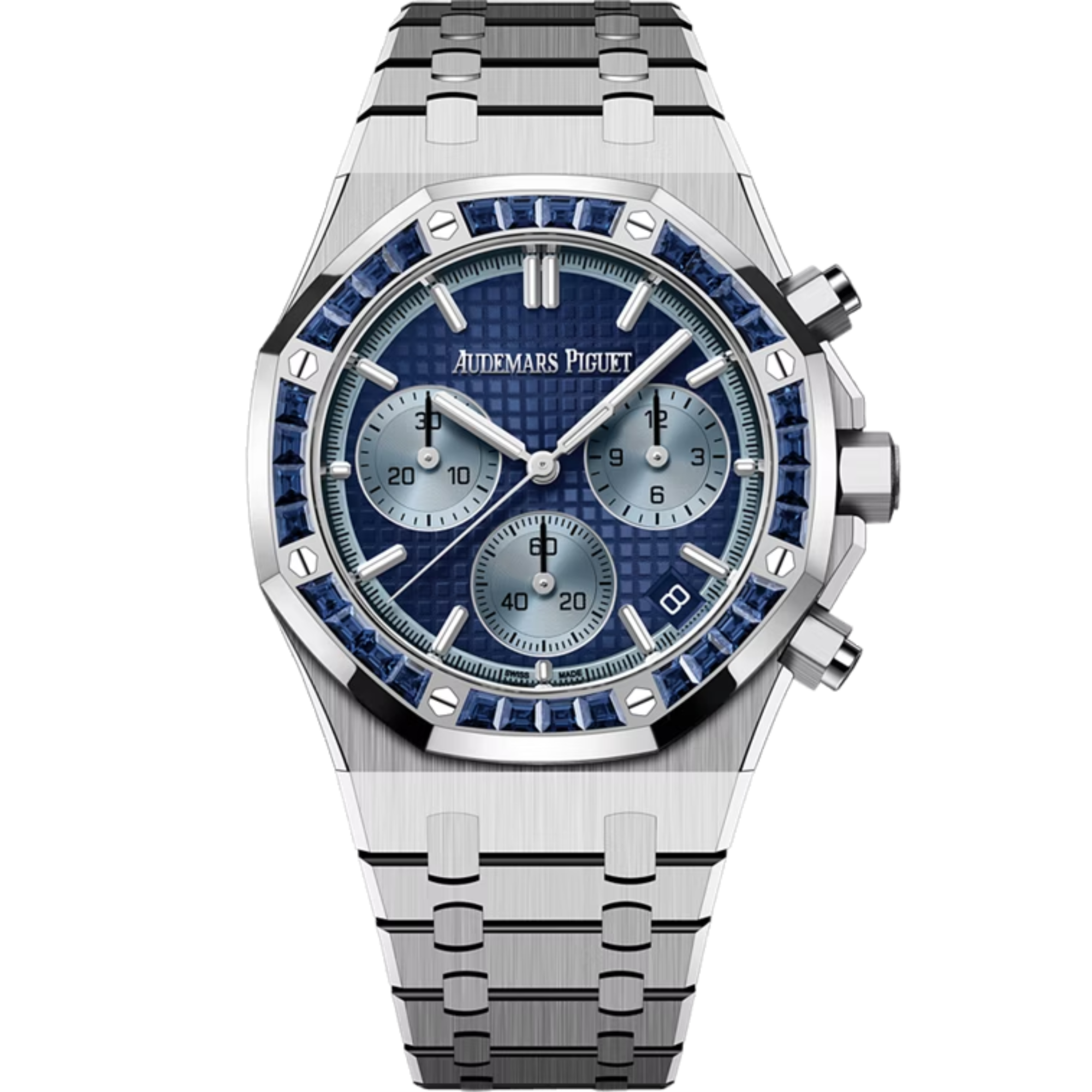 Audemars Piguet Royal Oak Chronograph Ref. 26240BC.SS.1320BC.01 41MM White Gold Blue Dial JAPAN EDITION with Factory Set Sapphire Bezel