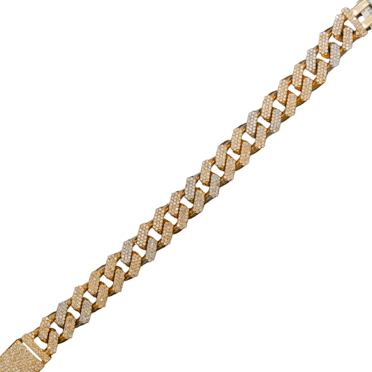 Cuban Two Tone Iced Out Bracelet Yellow/White