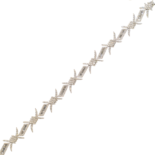 10k White Gold "Thorn" Bracelet - 8.25 inches - 14mm - 33.7 grams - 7.06 cts