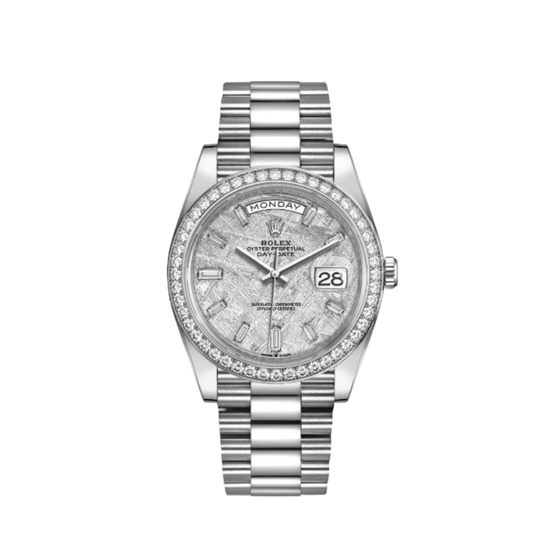 Rolex Day Date 228349RBR 40mm Diamond Bezel/Baguette Markers Meteorite Dial