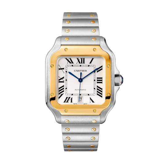 WGSA0029 Yellow Gold Santos De Cartier Large Preowned Complete with Box and Papers (Open Date)
