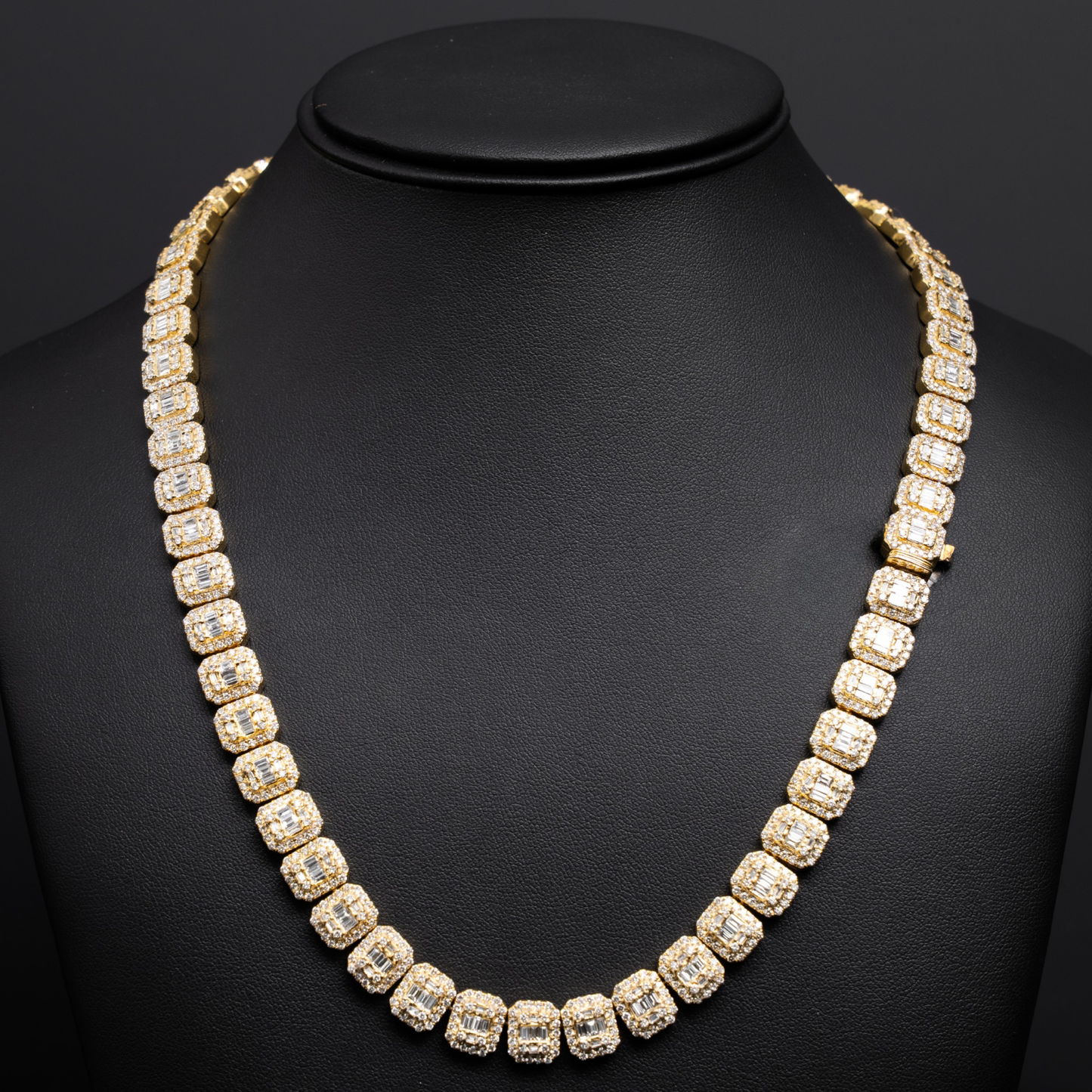 Baguette/Round Chain - 14KT WG (Dipped in YG) - 20 Inch - 22.65 CTW - 95 Grams