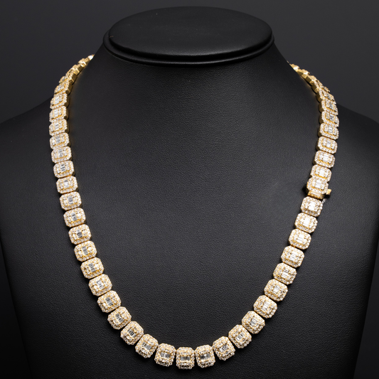 Baguette/Round Chain - 14KT WG (Dipped in YG) - 20 Inch - 22.65 CTW - 95 Grams