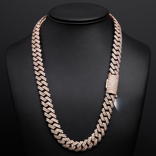 Cuban Chain 14MM Rose Gold ( 205.5 G ) ( 1430 Stones ) ( 36.34 CT )
