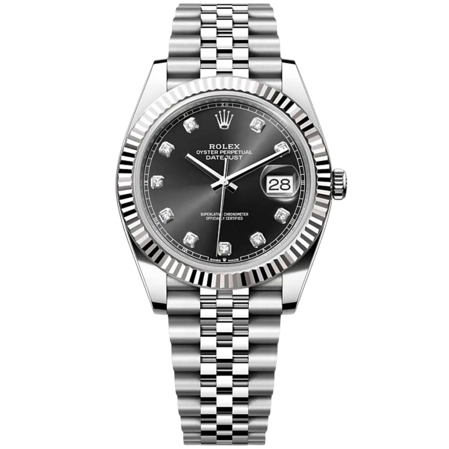 Rolex Datejust Ref. 126334G 41mm Stainless Steel Black Diamond Dial on Jubilee