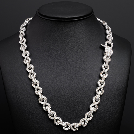 14K White Gold Infinity Link Diamond Necklace - 191.1G - 58.95 CTW - 15 Pointer - 22 Inch