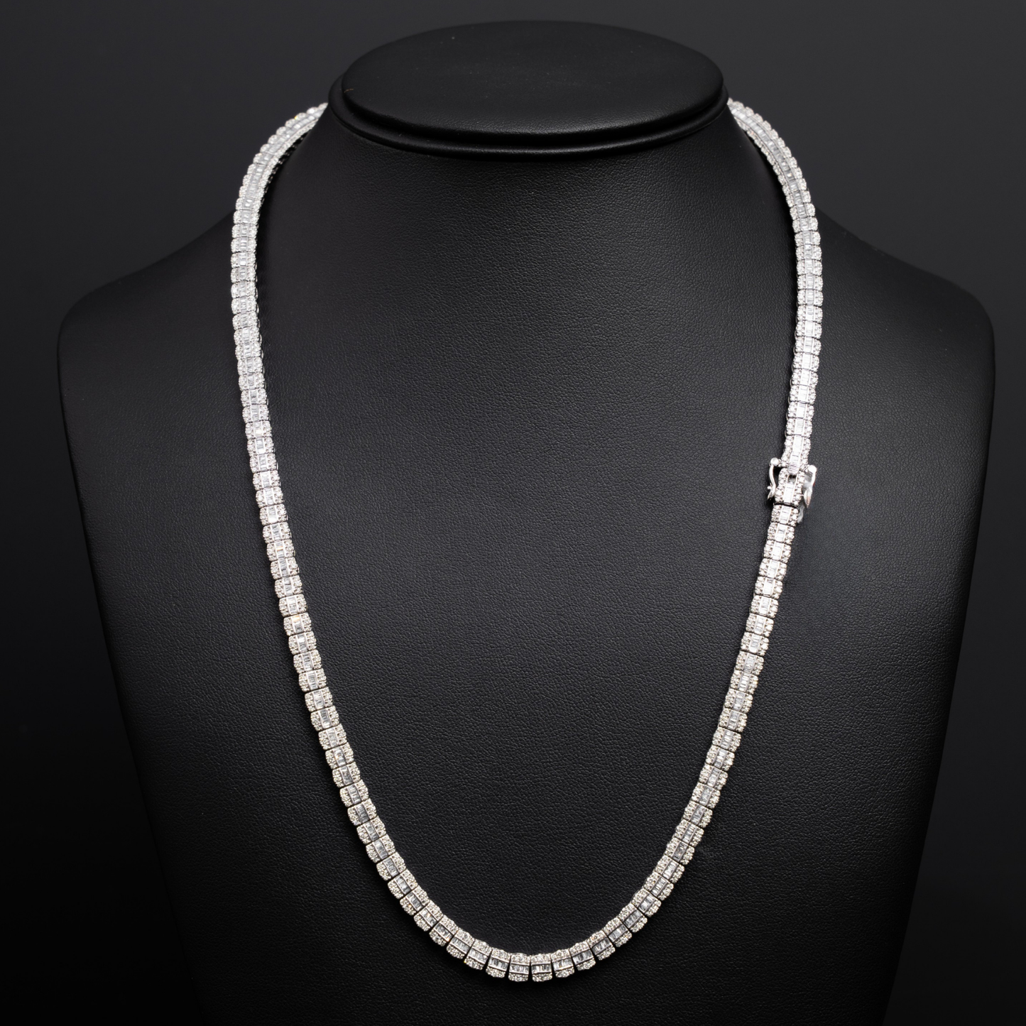 10k White Gold Round and Baguette Diamond Necklace - 5mm - 22 inches - 44.4 grams - 9.14 cts