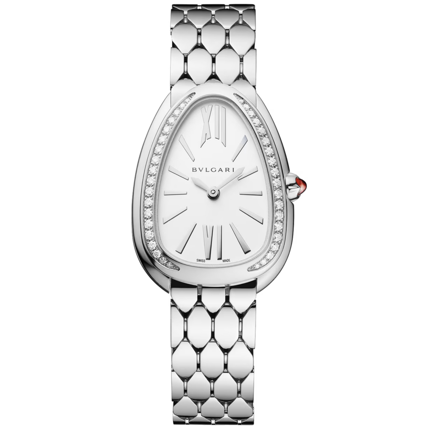 Bvlgari Ref. 103949 Serpenti Stainless Steel White Dial Factory Diamond Bezel Seduttori